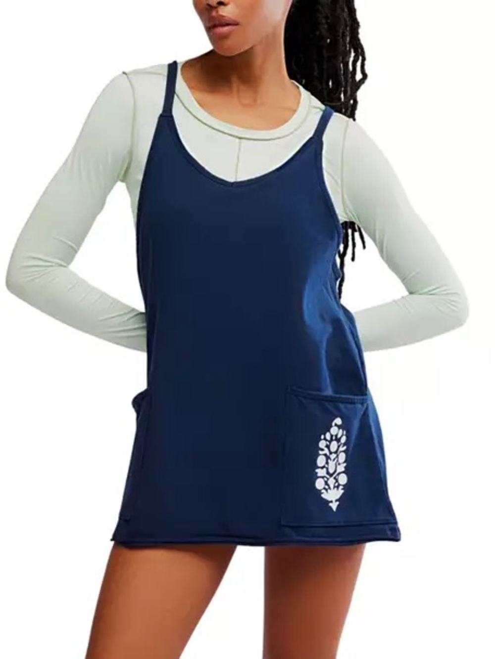 NWT Free People x FP Movement Hot Shot Logo Mini Dress in Navy